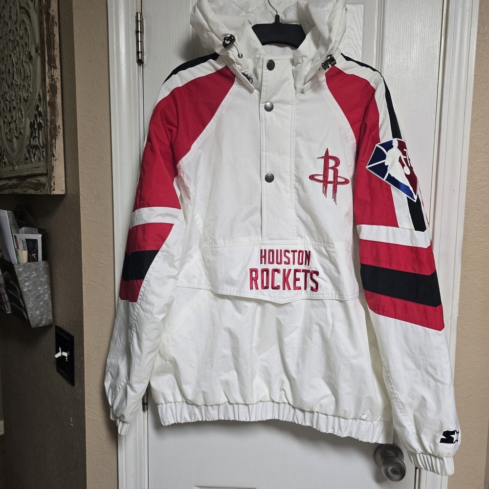 Houston Rockets Starter NBA 75th Anniversary Pullover Jacket Large Anorak Hooded